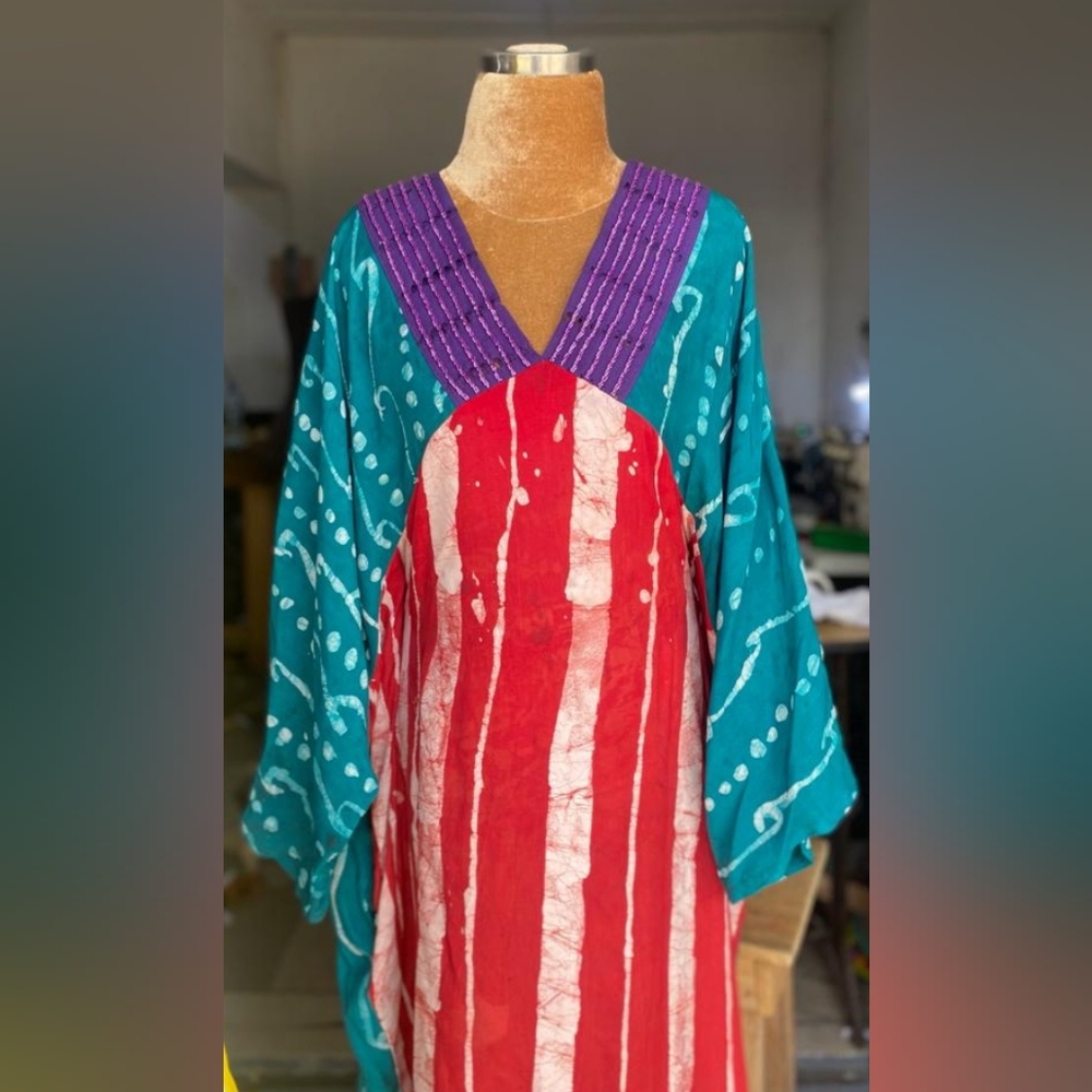 Gorgeous beaded tie-dye kaftan